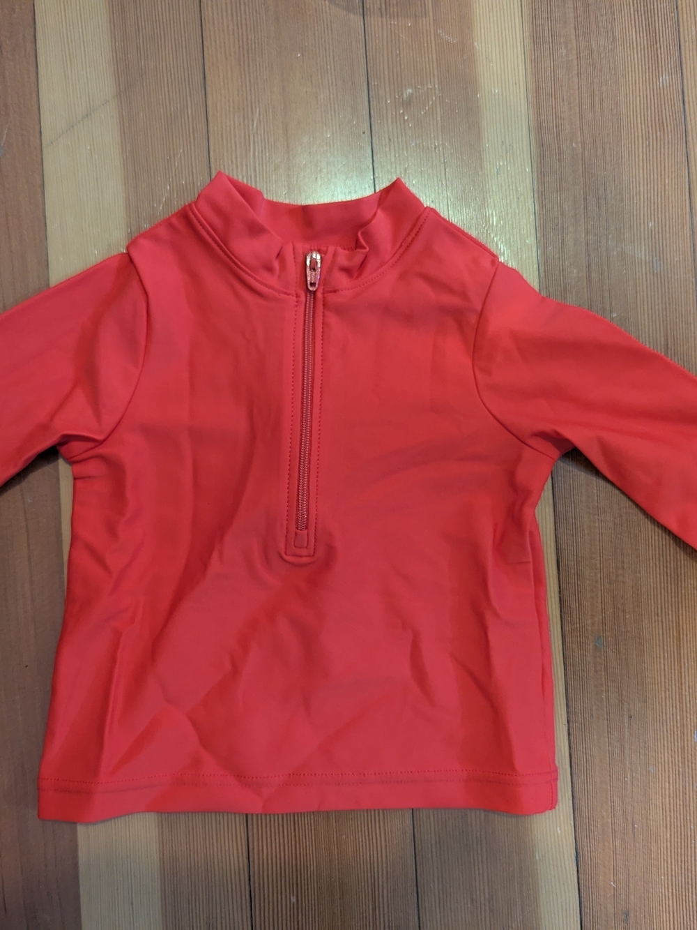 NWT Primary tomato Red Long Sleeve Half-Zip Rash Guard swim top 6-12 months